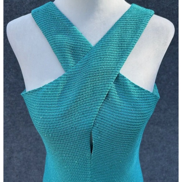 St. John Collection - Blake Knit Crossover Dress - Lagoon Green - Picture 2 of 5